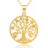 Pendant Necklaces Style CZ Zircon Necklace Tree Of Life Gold Plated Lady Sweater Chain Crystal Long & Pendants Party Jewelry