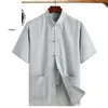 Ethnic Clothing Tang Suit Traditional Chinese Men's Stand-up Collar Cotton Linen Shirt And Trousers Male Hanfu Pocket Tai Chi