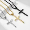 Colliers pendants Collier de croix classique simple pour femmes hommes titanium acier chaîne de liaison charme de bijoux hip hop punk cadeau