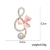 Broches Simple Rose Doux Opale Note Broche Alliage Strass De Haute Qualité Femmes Mode Robe Corsage