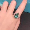 Cluster Rings RUZZALLATI Trend Certified Silver Color Wedding Band Ring For Women Pear Shape Paraiba Tourmaline Promise