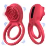 Rose jouet retard éjaculation pénis vibrateur anneau pour hommes télécommande érection coq anneaux Clitoris stimulateur Sextoy Couples