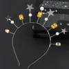 Hair Clips Crown Hairband With Pearl Gemstone Decor Thin Side Shinning Alloy Star Shape Headband For Girls Festival Wedding Party Dropship