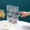 Smyckespåsar Fyra lager akrylglasögon fodral skrivbord och solglasögon displaybox dammtät papperslåda förvaring
