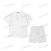 xinxinbuy Men designer Tee t shirt 23ss plaid Jacquard towel fabric sets short sleeve cotton women white black XS-2XL