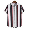 Men's Casual Shirts Men's Striped Short-sleeved Shirt European Code Fashion Printing