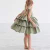 Girl Dresses Summer Cute Black Green Ball Gown Girls Kid Party Dress Sleeveless O Neck Cake Ruffled Tutu Bubble 2-6 Years