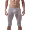 Cuecas Ice Silk Cuecas Masculinas Cuecas Boxer Meia Perna Ultrafinas Rasparent Slim Tight Mid-shorts Stretch