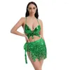 Stage Wear Women's Dance Dress High-quality Exquisit Amba Sexy Chacha Belly Sequins Suit Skirt Tassels Nightclubs Clothing