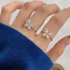 Cluster Rings WPB S925 Sterling Silver Women Sparkling Droplet Butterfly Ring Female Luxury Jewelry Bright Zircon Design Girl Gift Party