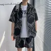 Mannen Trainingspakken High Street Zomer Shirts En Shorts Strand Sets Mannen Vrouwen Y2K Harajuku Twee Stukken Trainingspak Hawaiian oversized Casual