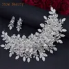 Hårklämmor Barrettes DZ065 Wedding Crown Brides Accessories Bridal Jewelry Earring Set Crystal pannband Fashion Headpiece 230619