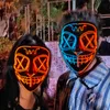 Novelty Games Halloween Double X Luminous Mask Flashing Blood Horror Led Neon Party Full Face Cosplay Costume Accessories 230619