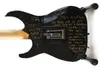 Metallic KH-2 Ouija Black Kirk Hammett Board Auction Chitarra elettrica Corpo con scritta a mano sul retro, Floyd Rose Tremolo, hardware nero Star Moon Inlay