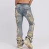 Mannen Jeans Harajuku Ripped Gerafeld Gat Blauw Gewassen Broek voor Mannen en Vrouwen Zakken Streetwear Casual Baggy Denim Broek 230619