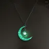 Pendant Necklaces Retro Luminous Moon Necklace For Men Women Gothic Vintage Aesthetic Glow At Night Moroccan Cuban Jewelry Dz774