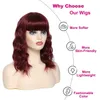Nxy hår peruker 8 14 tum syntetisk burgundy kort lockig bob med lugg axel längd vin röd för kvinnor 230619