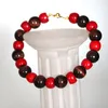 Link Armbanden Europese Stijl Natuurlijke 10mm Rood Geel Tiger Stone Coral Armband Originele Diy Kralen Mode-sieraden 7.5inch