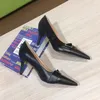 Dam Buckle Designer Triangle Dress Pointed Heels Shallow Mouth Fine Daily Fashion Commuts Shoes Heel 8cm High With Box 26523