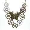 Pendant Necklaces Big Brass OX Butterfly With Different Gears Around Gothic Steampunk Necklace Vintag Jewelry