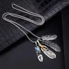 Pendant Necklaces Vintage Feather Eagle Claw For Man Male Boho Leaf Drop Long Necklace Women Summer Beach Jewelry