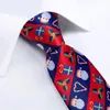 Bow Ties Fashion Red Blue Cartoon Santa Claus Candy Cane Christmas For Men 8cm Wide Slips Set näsduk manschettknappar