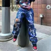 Damskie spodenki Y2K Retro damskie dżinsy Ins Trendy marki Dostarczony szczotkowany wydrukowany nadruk Hip Hop Street Casual 230619