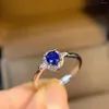 Cluster Rings Foydjew 2023 Trend Exquisite Simple High Quality Simulation Royal Blue Sapphire Women's Silver Color Engagement Ring