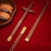 Baguettes 5 paires réutilisables bois de santal rouge chinois solide antidérapant pour sushi bâtons vaisselle cadeau