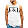 Débardeurs pour hommes Sweats à capuche pour hommes Débardeur sans manches Muscle Gym Sport Slim Gilet Bodybuilding À Capuche Hip Hop Streetwear Workout 1881 Lettre Débardeur 230619