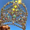 Hair Clips Barrettes Stonefans Colorful Large Crown Tiara Wedding Accessories Bridal Headpiece Big Crystal Queen Party Jewelry 230619