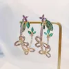 Boucles d'oreilles créoles mode Grace boucles d'oreilles nœud papillon luxe 925 argent Zircon pierre coloré fleur vigne boucle d'oreille à la mode femmes 2023