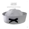 Berretti Adulti Adolescenti Marinai Festa Cosplay Cappello Nero Bowknot Navy Marine Captain