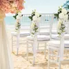 ドライフラワー人工結婚式の白い通路椅子装飾教会ベンチピューリボンボウズセレモニーパーティー偽の花