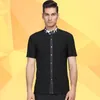 Ropa de escenario para hombre, ropa de baile latino, camisa de manga corta negra de primavera para hombre, traje moderno de baile para adulto, B-4232