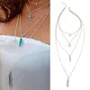 Pendant Necklaces Charm Jewelry Multilayer Crystal Leaf Long Fashion Simple 4 Layer Chain Necklace