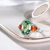 Cluster Ringen Fashion Design Olijfgroen High Carbon Lab Diamond 925 Zilver Kristal Voor Vrouwen Luxe Toermalijn Bruiloft Vinger Ring