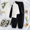 Vrouw Broek Lente En Zomer Nieuw Pak Losse Stropdas Ketting Shirt + Cargo Broek Tweedelige Broek Past Y2K Ontmoette Urban Vintage Vrouw