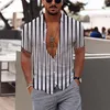 Men's Casual Shirts Summer Men's Black & White Floral Shirt 3d Print Beach For Men Short Sleeve Oversized Tops Tee Blouse