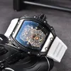 Men watch automatic Quartz Movement Brand Watches Rubber Strap Business Sports Transparent Watchs Imported crystal mirror battery 258v