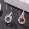 Designer -Trend Carter Doppelring Halskette 925 Sterling Silber Mobius plattiert Roségold Big Cake Anhängerkragen Kette Frauen geradeaus