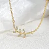 Catene Dainty CZ Leaf regolabile 14K placcato oro zircone clavicola collana per gioielli da donna regalo per feste all'ingrosso