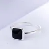 Cluster Rings VENTFILLE 925 Sterling Silver Fashion Square Simple Live Mouth Japanese And Korean Version Black
