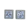 Stud Earrings Jewelry 2023 S925 Silver High Carbon Diamond 7 7mm Princess Square Engagement Party Anniversary