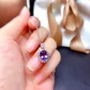 Naszyjnik Ustaw modne fioletowe kryształowy pierścień CZ i owalna biżuteria srebrna kolor ślub dla kobiet upuszczenie prezentu