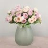 Dekorative Blumen, 1 Blumenstrauß, 12 Köpfe, Seide, künstliche Rose, gepresste getrocknete Pflanzen für Hochzeit, Zuhause, Herbst, Party, Tischdekoration, Blume