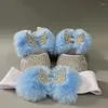 Athletic Shoes Dollbling Fashion Bowknot Cute Princess 2023 Design Wholesale Casual Birthday Baby Girl Kids Sandals With Faux Fur Bow