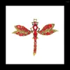 Jewelry Pouches Crystal Brooch Dragonfly Pin Vintage Rhinestone For Women Party Wedding Gift Red