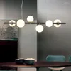 シャンデリアモダンノルディックロングシャンデリアダイニングルームキッチンアイランドリードクリエイティブラウンドガラスボールランプシェード屋内装飾照明