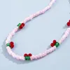 Pendant Necklaces HI MAN Neo-Gothic Elegant Handmade Acrylic Beaded Cherry Necklace Women Sweet Romantic Birthday Gift Jewelry